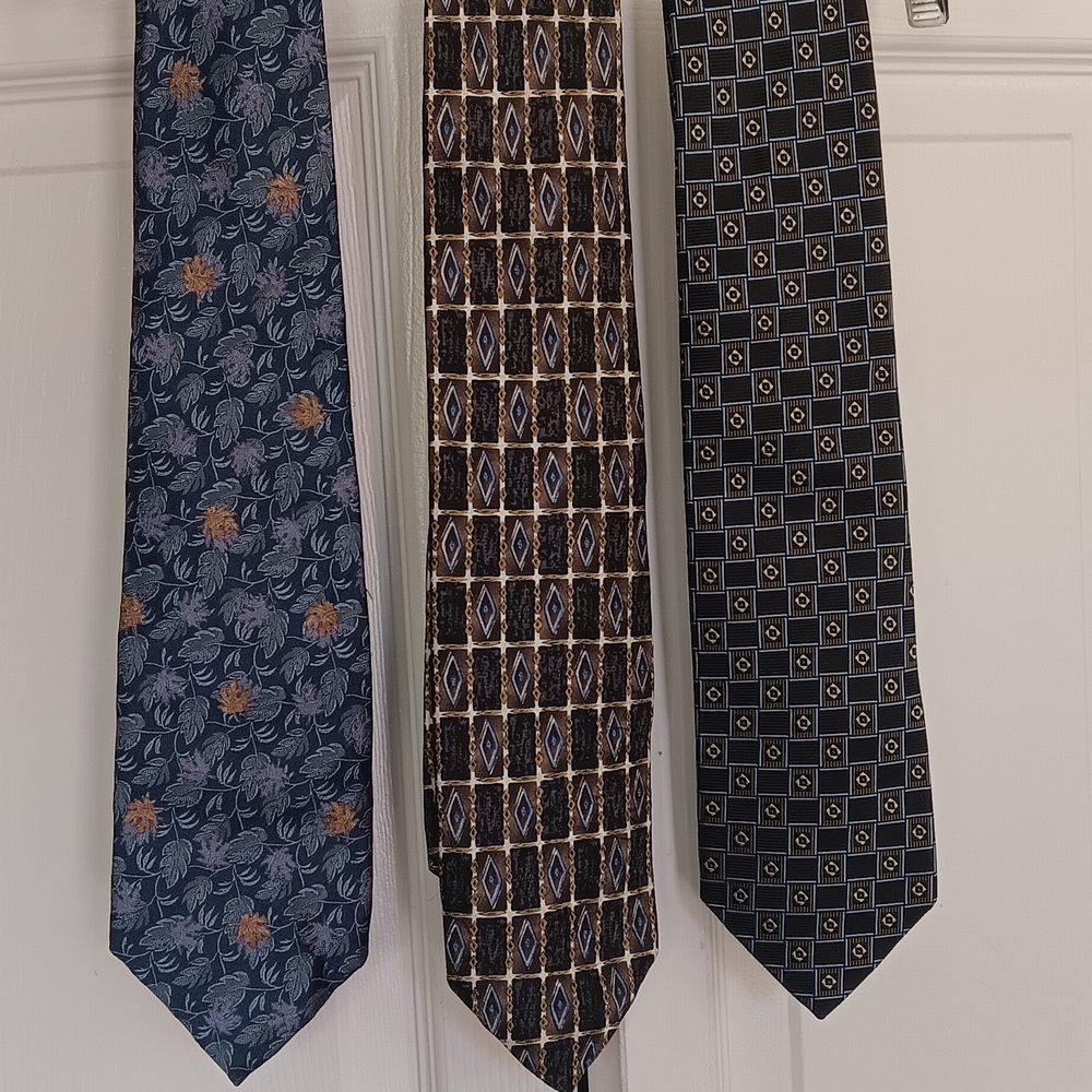 Lot Of 3 Robert Talbott Elegant Men's Tie Set Blue Brown Navy